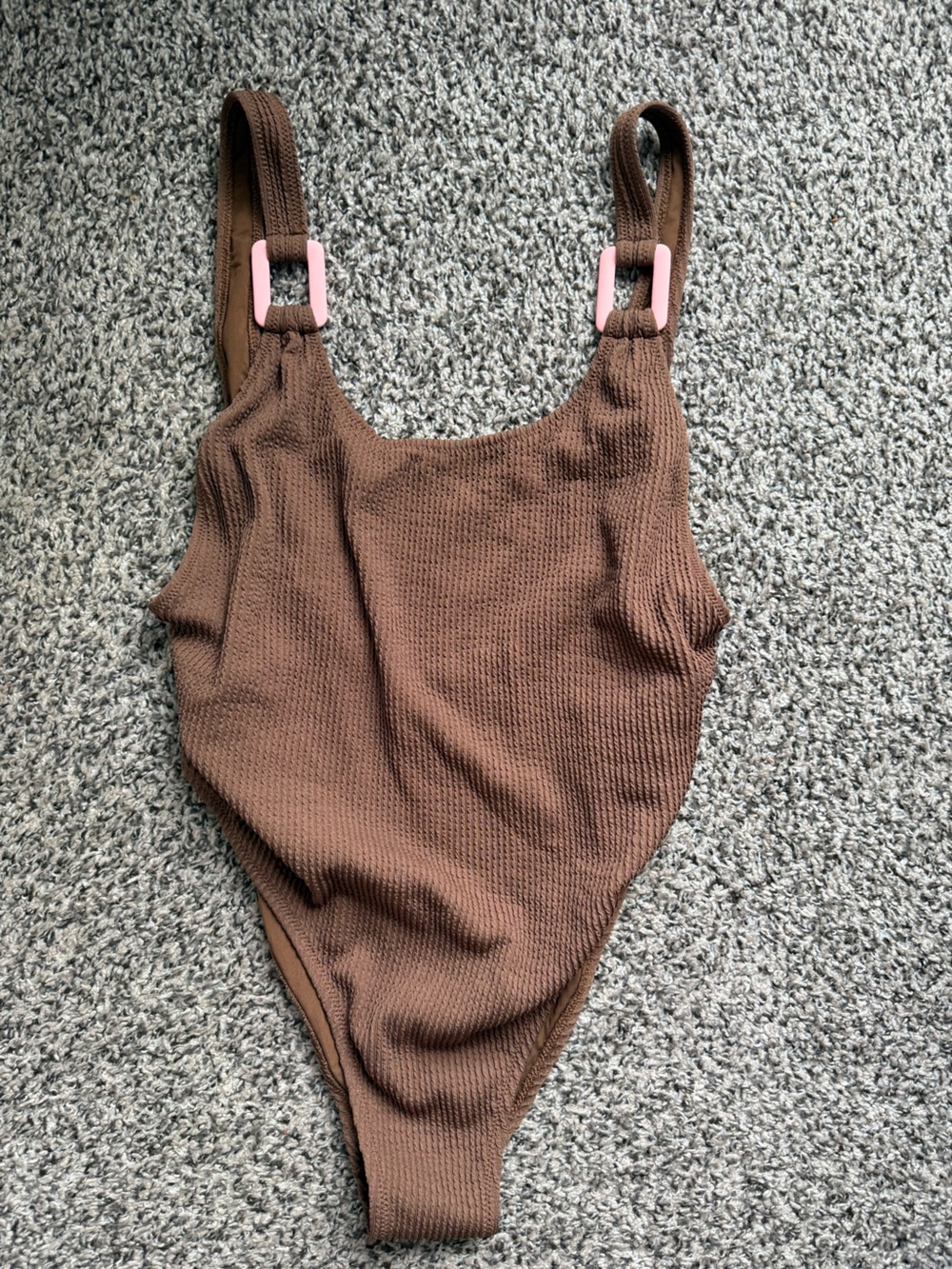 Aerie Textured Brown One-Piece Swimsuit